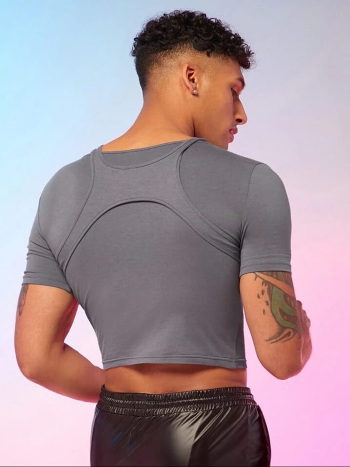 Men's solid color hollow out short sleeve knit vests